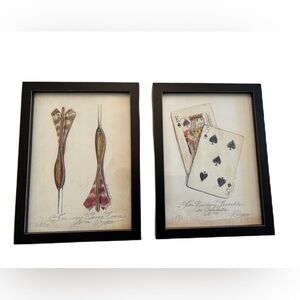 Kolene Spicher Signed Vintage Game Room Framed Art Set of 2
